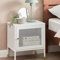 Wyld and Coco Bedside Table - White Powder-Coated Steel Mesh Door