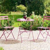 Wyld and Coco 3-Piece Pink Metal Folding Bistro Set