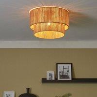 Wyld and Coco Ceiling Lamp Natural Jute Shade Black Iron Base Adjustable Pendant