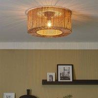 Wyld and Coco Jute Pendant Ceiling Lamp - Natural Shade Black Iron Base