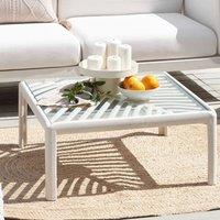 Wyld and Coco Garden Coffee Table Light Beige Synthetic Frame 69 x 69 cm