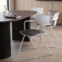 Wyld and Coco Set of 2 Conference Chairs White Shell Black PU Cushion Metal Legs