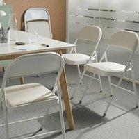 Wyld and Coco Four-Pack Folding Chairs - White Iron Frame Padded PU Seats
