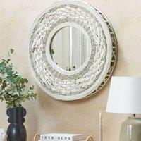 Wyld and Coco 61 cm Round Bamboo Wall Mirror Natural Light Wood