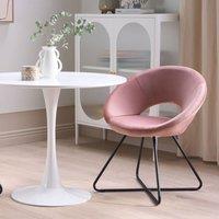 Wyld and Coco Living Velvet Accent Chair Pink Tufted Armless Cross Base