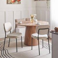 Wyld and Coco Set of 2 Armless Dining Chairs - Light Beige Fabric