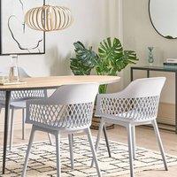 Wyld and Coco Set of 2 Light Grey Ergonomic Polypropylene Dining Chairs