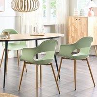 Wyld and Coco Set of 2 Light Green Dining Chairs with Metal Legs