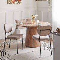 Wyld and Coco Set of 2 Armless Dining Chairs Light Brown Fabric