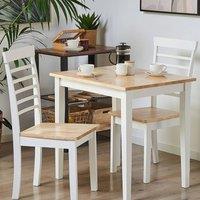 Wyld and Coco Everwood Set of 2 Rubberwood Ladder Back Dining Chairs Light Brown in White