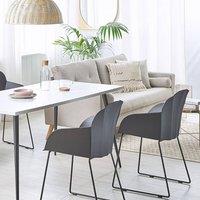Wyld and Coco Black Dining Chairs Set 2 Synthetic Upholstery Black Powder Coat