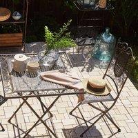 Wyld and Coco Vintage Iron Garden Chairs Set 2 Black Foldable Distressed French