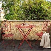 Wyld and Coco Provence Red Iron Bistro Chairs - Set of 2 Foldable Outdoor Seating