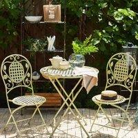 Wyld and Coco Light Green Provencal Foldable Garden Chairs Set of 2 Powder Coat