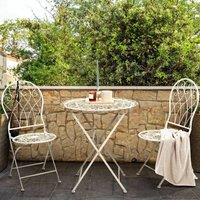 Wyld and Coco Home Folding Bistro Chair - White Distressed Metal