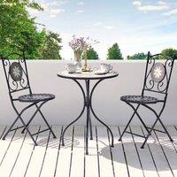 Wyld and Coco 2-Pack Black Folding Metal Chairs with Carved Backrests