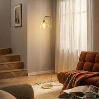 Wyld and Coco Floor Lamp - Gold Iron Base with Glass Shade