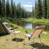 Wyld and Coco Summit Beige Folding Garden Chairs Set of 2 - Adjustable Backrest