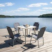 Wyld and Coco Garden Chairs Set of 4 - Grey Powder-Coated Steel Folding Mesh