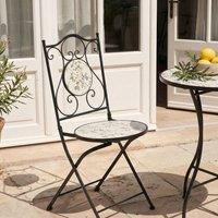 Wyld and Coco Set of 2 Black Mosaic Ceramic Folding Garden Chairs