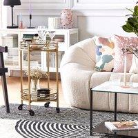 Wyld and Coco Gold Iron Bar Trolley with Mirrored Top - W42 x D42 x H75cm
