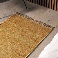 Wyld and Coco Mustard Jute Rug 80 x 150 cm Handwoven with Tassels in Yellow | Size: 80 cm x 150 cm