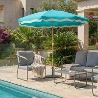 Wyld and Coco Turquoise Market Parasol 2.32 m Polyester Canopy with Steel Pole in Blue