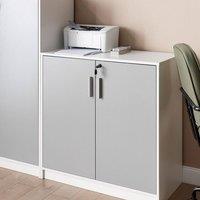 Wyld and Coco Two-Door Key-Locked Office Storage Cabinet Light Grey and White