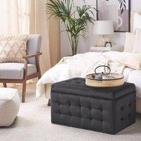 Wyld and Coco Luxor Black Velvet Tufted Storage Ottoman Bench
