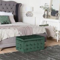 Wyld and Coco Velvetique Green Tufted Storage Ottoman Bench