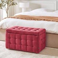 Wyld and Coco Red Tufted Storage Ottoman Bench W74 x D42 x H40cm