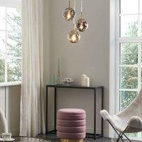 Wyld and Coco Bea 3-Light Pendant Lamp - Transparent Glass Shades Brushed Brass Iron in Clear