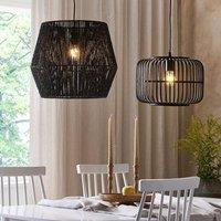 Wyld and Coco Pendant Lamp Black - Natural Paper Rope Shade Adjustable Cord