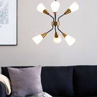 Wyld and Coco Gold Pendant Lamp with White Glass Bell Shades Industrial Long Cord