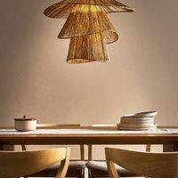 Wyld and Coco Natural Jute Pendant Lamp Black Iron Base Bohemian Hanging Light