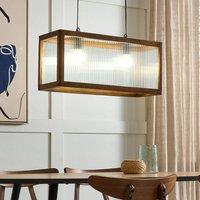 Wyld and Coco Handmade Mango Wood Pendant Lamp Boho-Industrial Shade in Brown