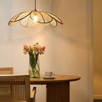 Wyld and Coco Natural Rattan Flower Pendant Lamp Handmade Boho