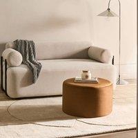 Wyld and Coco Round Pouffe Velvet Golden Brown