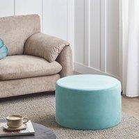 Wyld and Coco Mint Green Velvet Round Pouffe Ottoman Compact Footstool