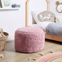 Wyld and Coco Handmade Pink Cotton Pouffe 50 x 35cm Shaggy Boho Seat | Size: 50 x 35 cm