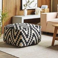 Wyld and Coco Pouffe Ottoman Black and White Wool 56 x 56 cm