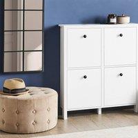 Wyld and Coco Shoe Storage Cabinet - White MDF 4 Compartments