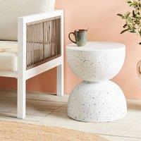 Wyld and Coco 40cm Terrazzo Effect Side Table MgO Fibreglass Weather in White