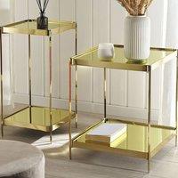 Wyld and Coco Gold Side Table 29 x 29 cm Tempered Glass Top