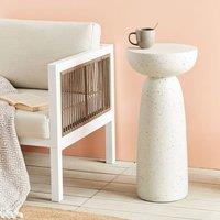 Wyld and Coco Terrazzo Accent Side Table 33 cm Round White