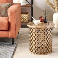 Wyld and Coco Mango Wood Side Table 42 cm - Octagonal Top Round Base in Brown