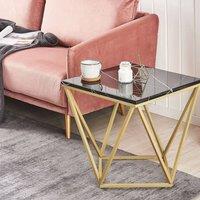Wyld and Coco 50 x 50 cm Side Table Black Marble-Effect Top Gold Metal Frame