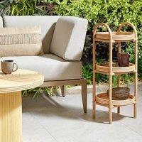 Wyld and Coco 3-Tier Side Table - Natural Rattan 32 x 32 x 78 cm