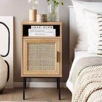 Wyld and Coco Rattan Bedside Table 40 x 40 cm Powder-Coated Metal Legs in Brown