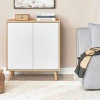 Wyld and Coco Scandinavian Sideboard - White and Light Wood W76 x D40 x H84cm